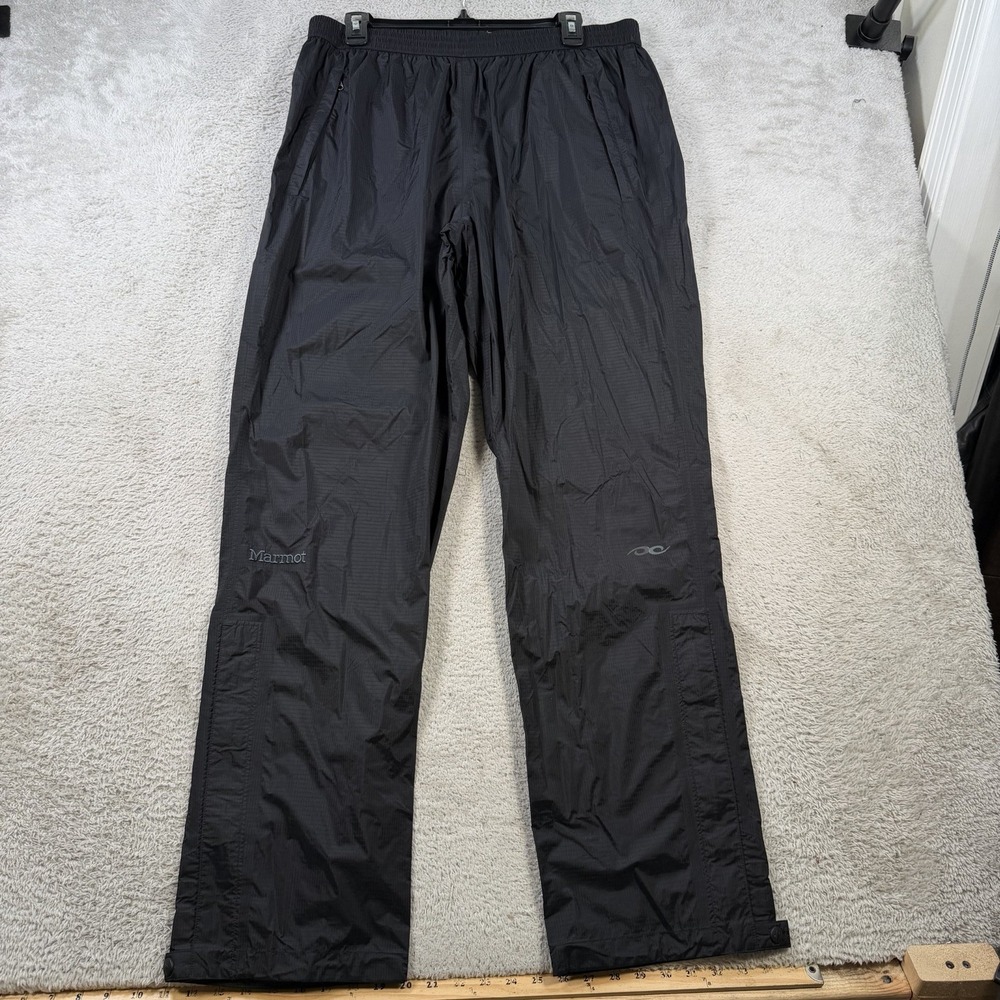 Marmot Precip Pants Mens XL Black Packable Rain Waterproof Nylon Zip Pocket